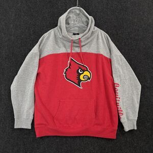 Louisville Cardinals Pullover Women's XXL Red Gray Cowl Neck Graphic Long Sleeve